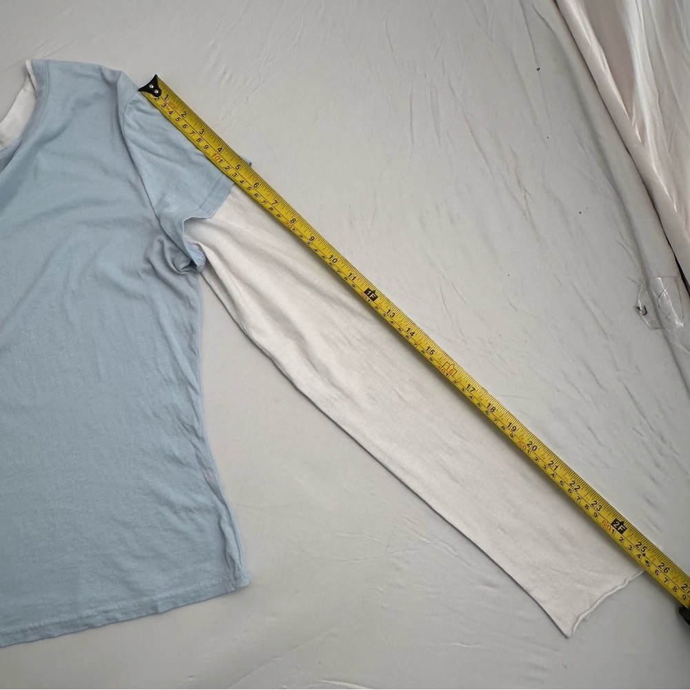 Express faux layer blue and white long sleeve layered style t-shirt - Picture 9 of 10